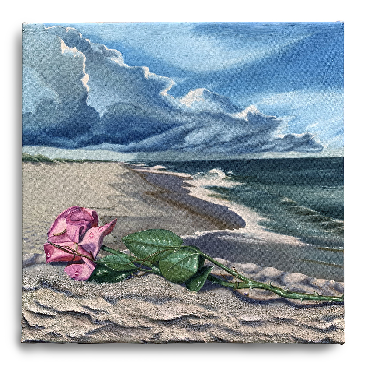 Just Rest, 17x17” 2022 <br>oil and pumice moulding gel on canvas<br><br>